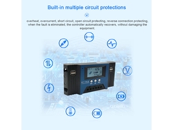 Controlador De Carga Solar Mppt Automático De 30 A Y 12/24 V Con 4 Puertos Usb Y Regulador Inteligente Lcd Para Paneles Solares.