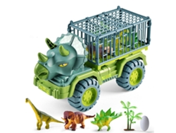 Camión transportador de dinosaurios de juguete 2026 con 3 dinosaurios, huevo y árbol, resistente a caídas, puertas móviles, regalo para niños.