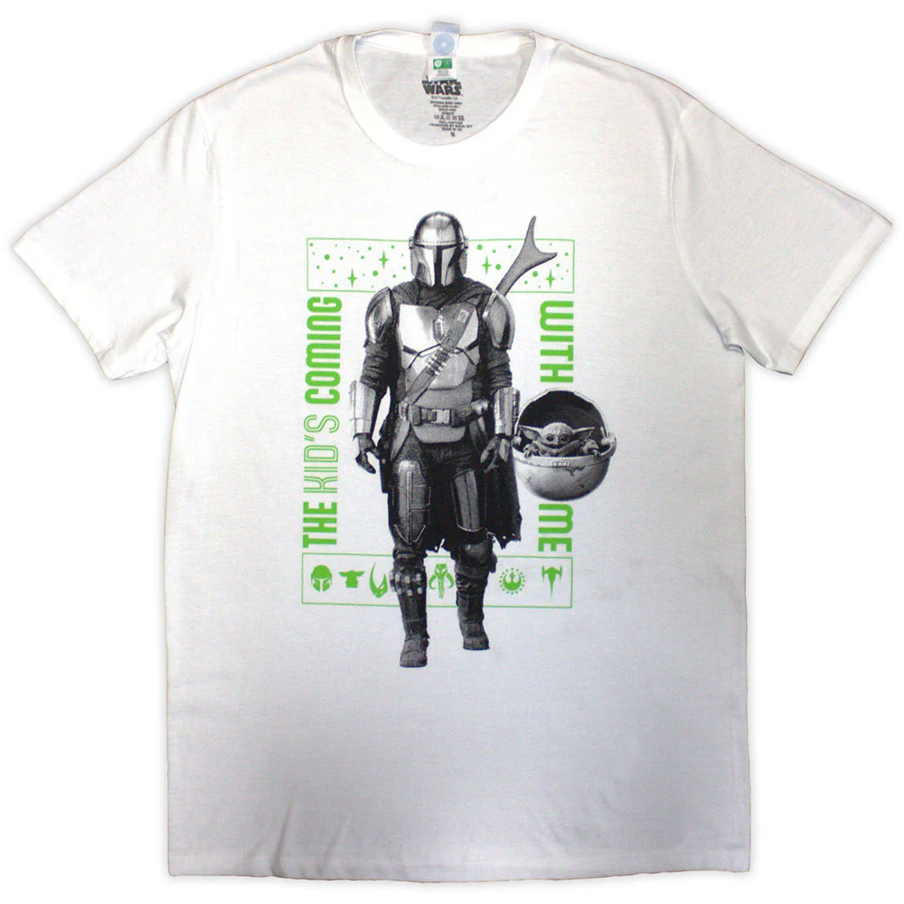 Rockinstone Unisex Star Wars The Mandalorian Kid's Coming With Me Camiseta Classic-l