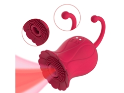Vibrador de masaje de succión de rosas de 10 frecuencias para mujeres (rojo) YIZHOOD