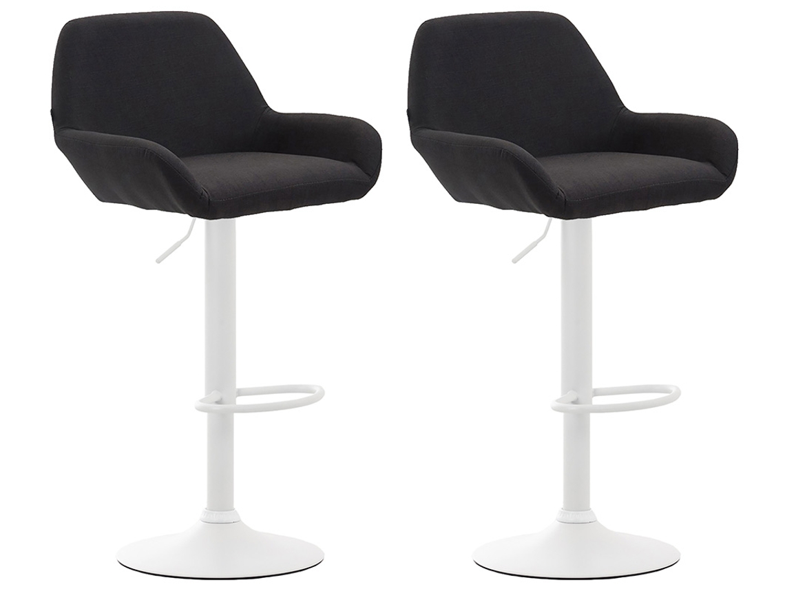 Juego de 2 taburetes de bar en tela CLP Braga negro/blanco