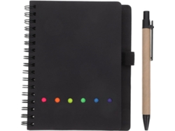 Cuaderno De Espiral Negro Con Páginas Rayadas, Portalápices Integrado, Notas Adhesivas, Marcapáginas