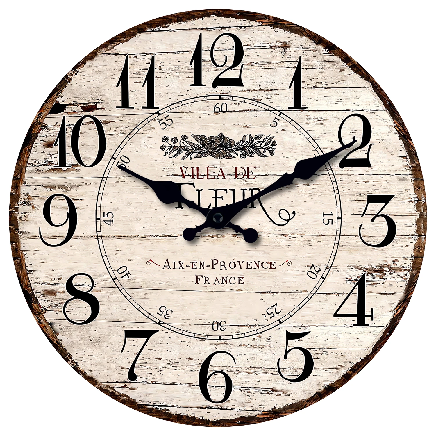 Reloj De Pared De Madera De 10 Pulgadas, Estilo Francés Vintage Blanco, Silencioso, Reloj De Cocina Sin Tictac.