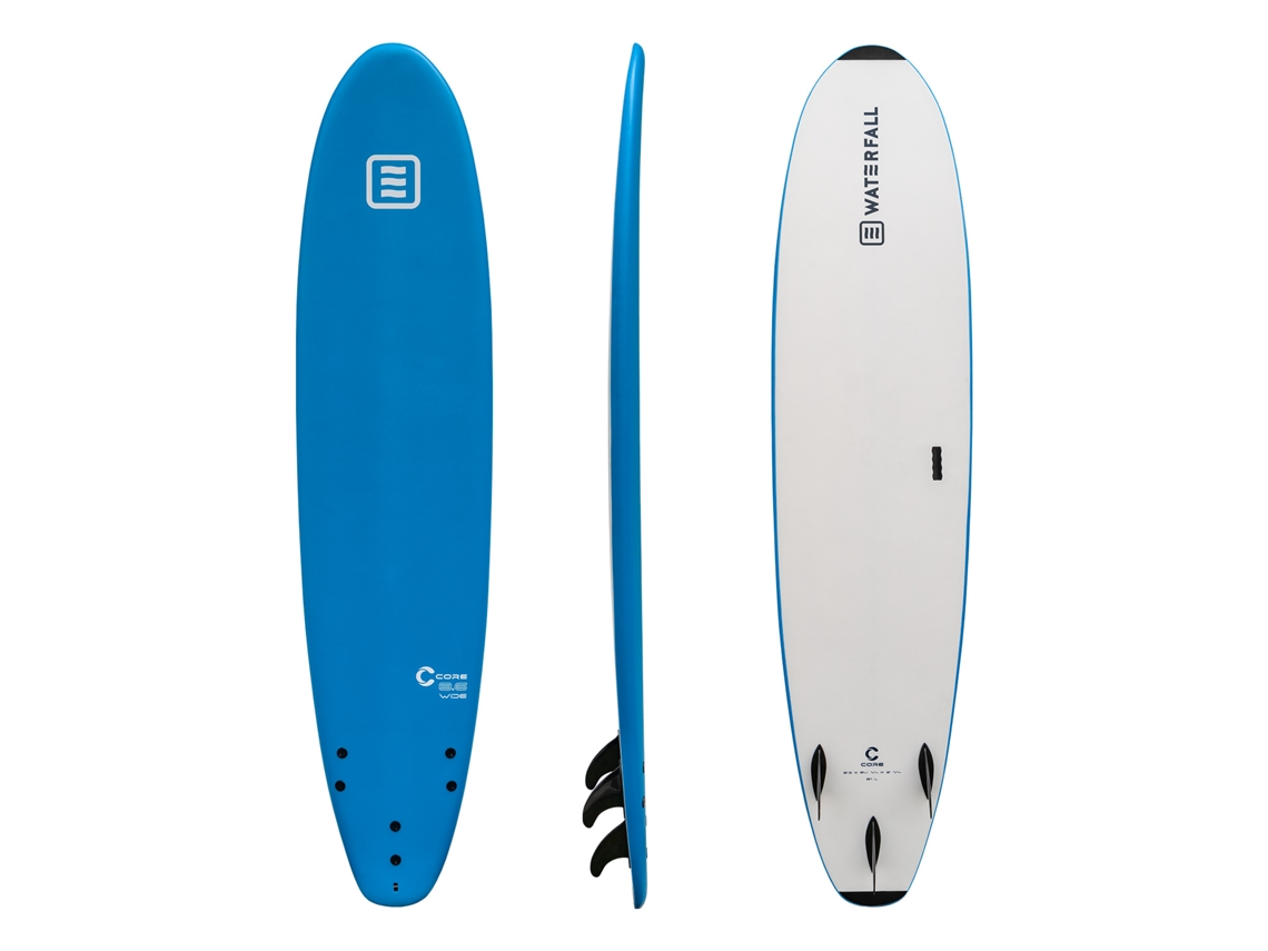 Tabla de Surf WATERFALL Core 8.6' Wide Azul + quillas + leash