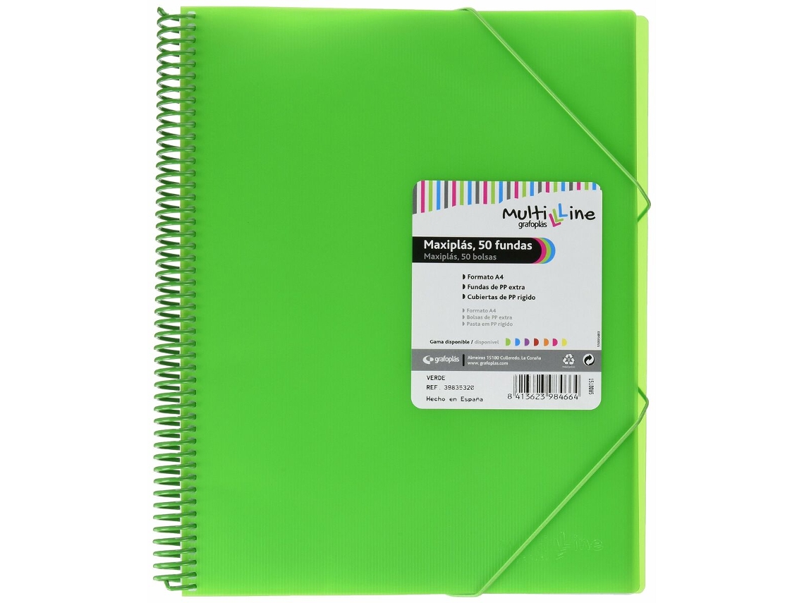 Carpeta de Clasificación a GRAFOPLAS Maxiplás Verde A4 Espiral
