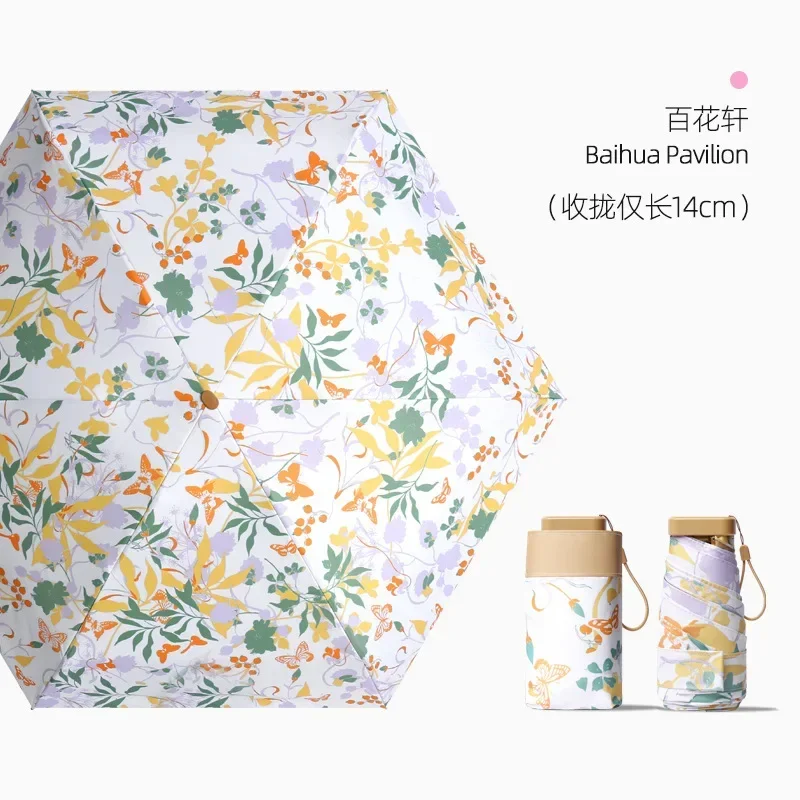 Mini Sombrilla De Bolsillo Con Protección Uv, Sombrilla De Sol Plegable De Parte Superior Plana.