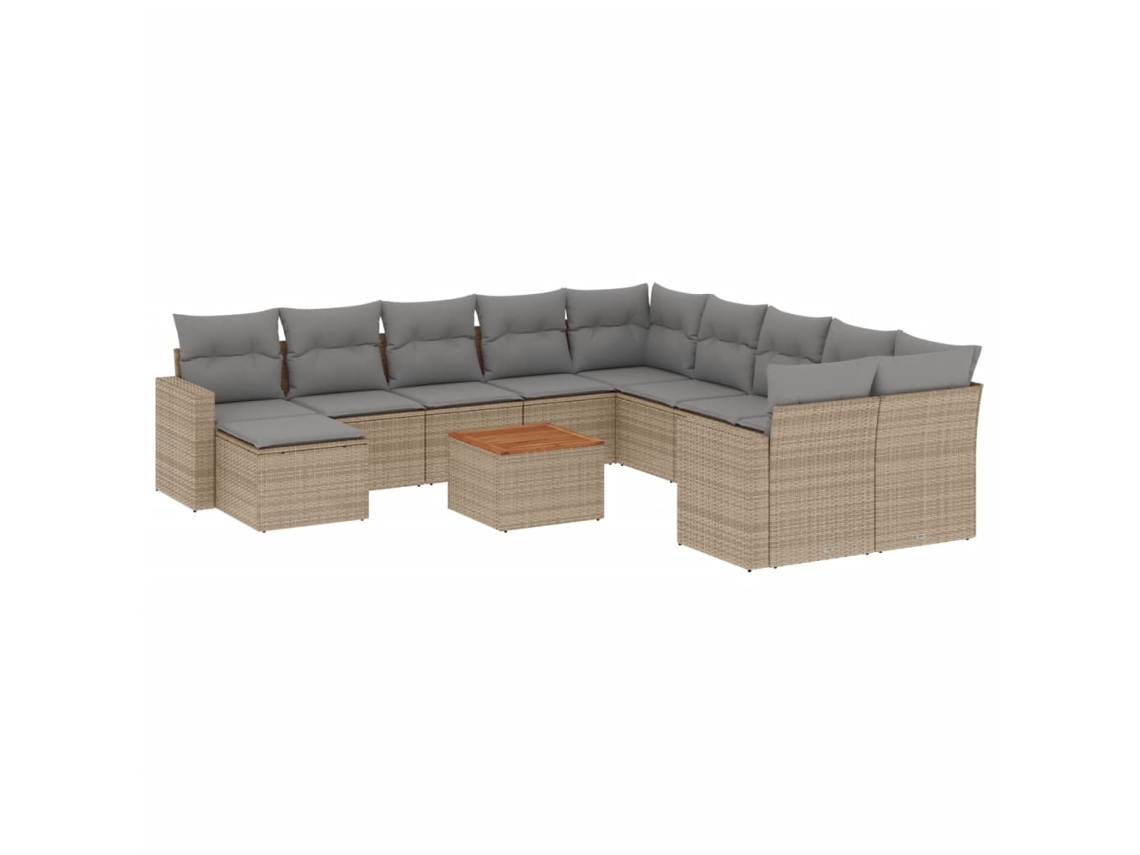 Maison Exclusive - Juego De Sofás Jardín Con Cojines Beige Mezcla 12 Pzas Ratán Pe