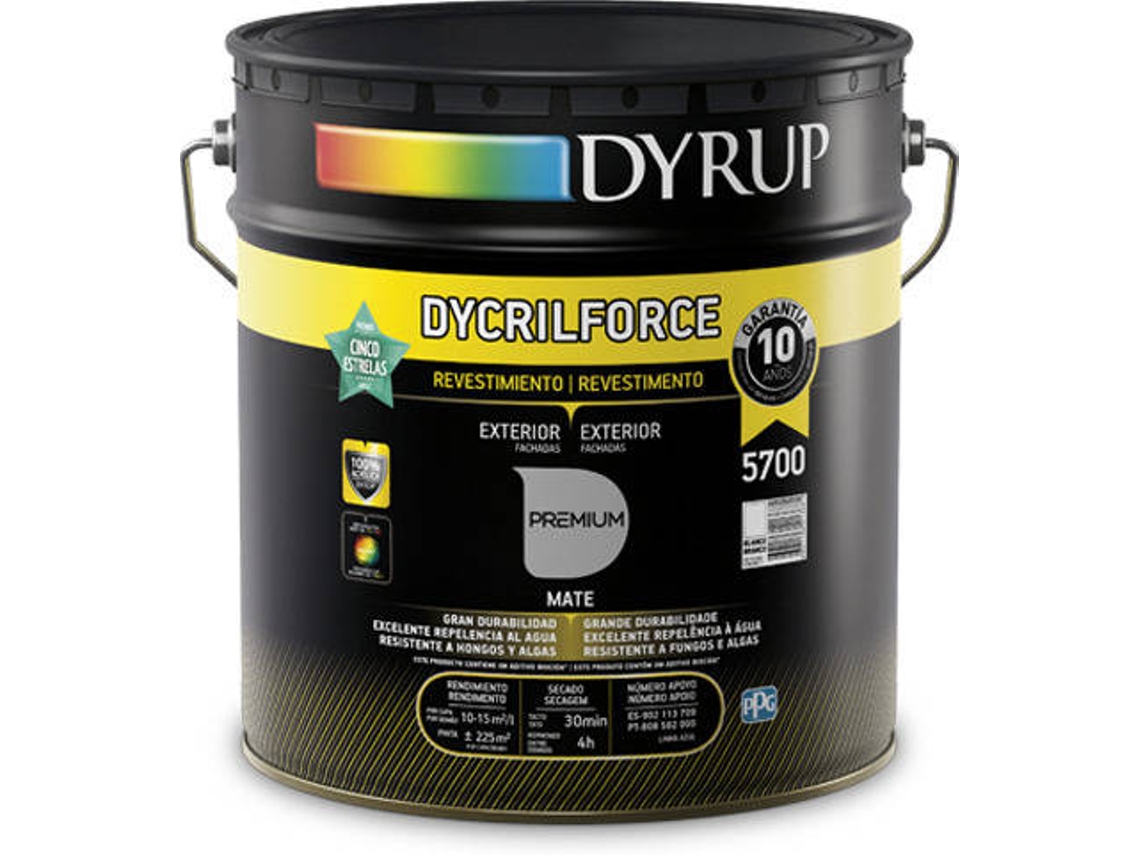 Pintura Acrílica para Exteriores DYRUP Dycrilforce (Blanco - 15 L)