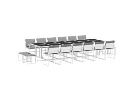 Conjunto 17 de comedor de jardín VIDAXL con cojines textilene blanco