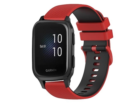 Correa De Reloj Inteligente Para Garmin Venu Sq, Banda De Reloj De Silicona A Cuadros Bicolor, Rojo Y Negro, 20Mm VENISYMLIS