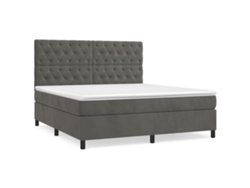 Maison Exclusive - Cama Box Spring Con Colchón Terciopelo Gris Oscuro 160x200 Cm