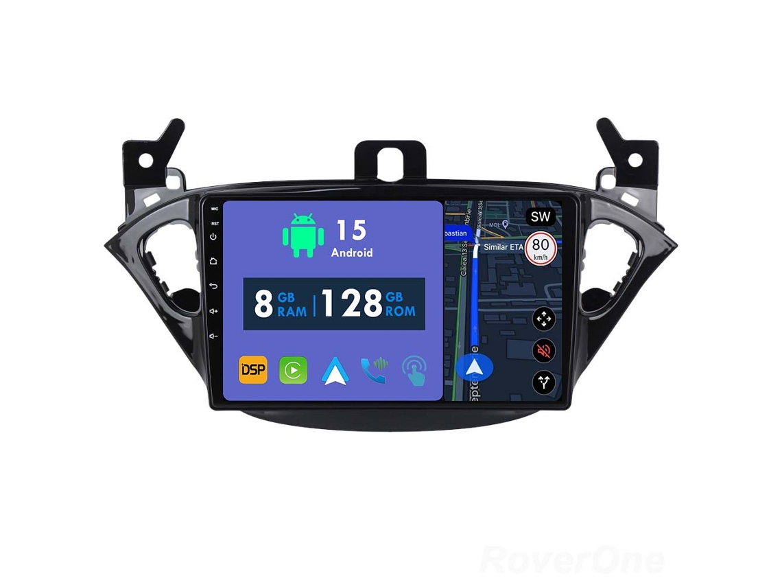 Coche Radio Android Auto Autoradio 8GB RAM 128G ROM CarPlay Navegación GPS Pantalla Táctil RoverOne para Opel Corsa 2014 - 2019 