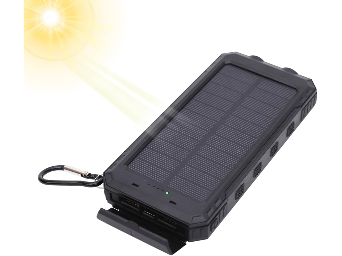 Cargador Solar Multifuncional De 20000 Mah Con Carga Rápida, Cable Y Linterna Para Acampar Y Hacer Senderismo.