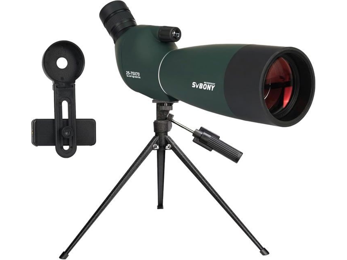 Telescopio Sv28plus, lente Bak4 FMC de 25x75 mm, con adaptador para teléfono, bolsa y trípode, para observación de aves y tiro con arco Svbony