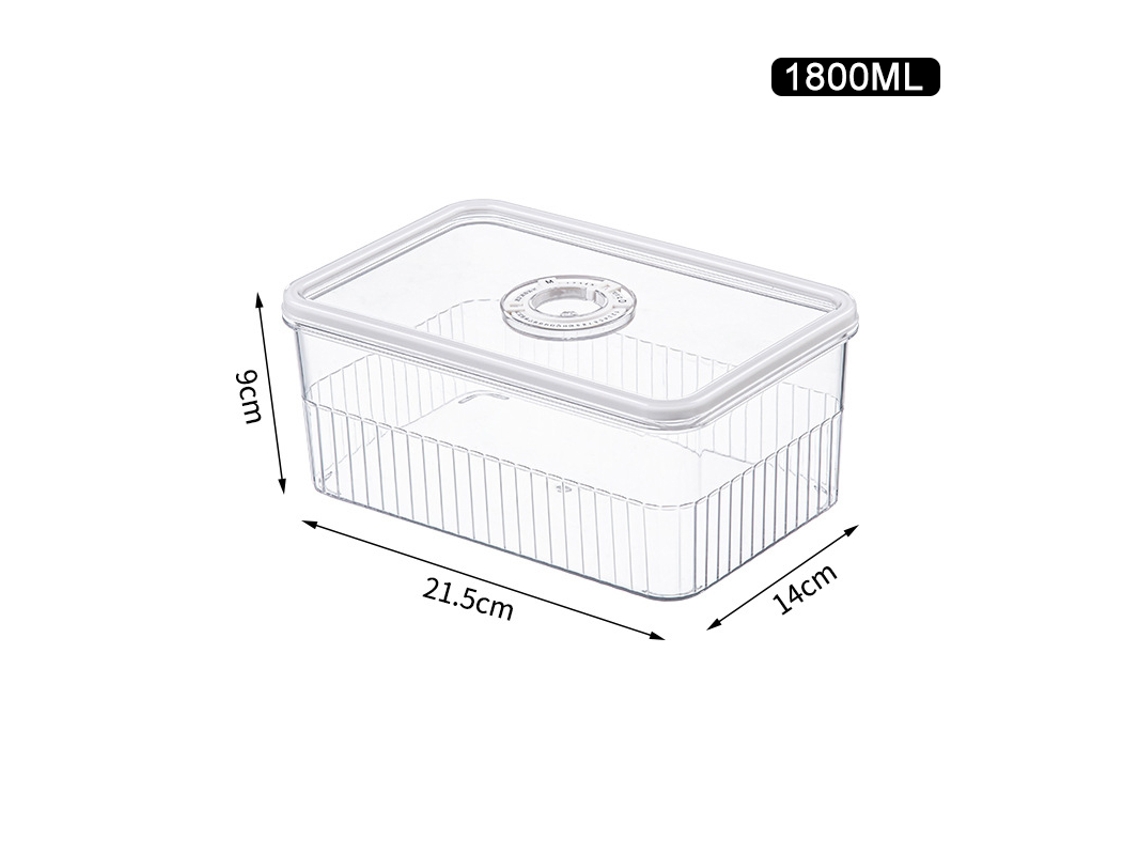 MDUG - Nevera transparente, contenedor de alimentos y cesta para frutas y verduras (1800 ml, compartimento individual)