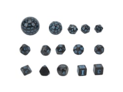 Juego De 15 Dados Poliédricos Acrílicos D3-d100 Para Juegos De Mesa De Rol, Color Negro Y Azul.