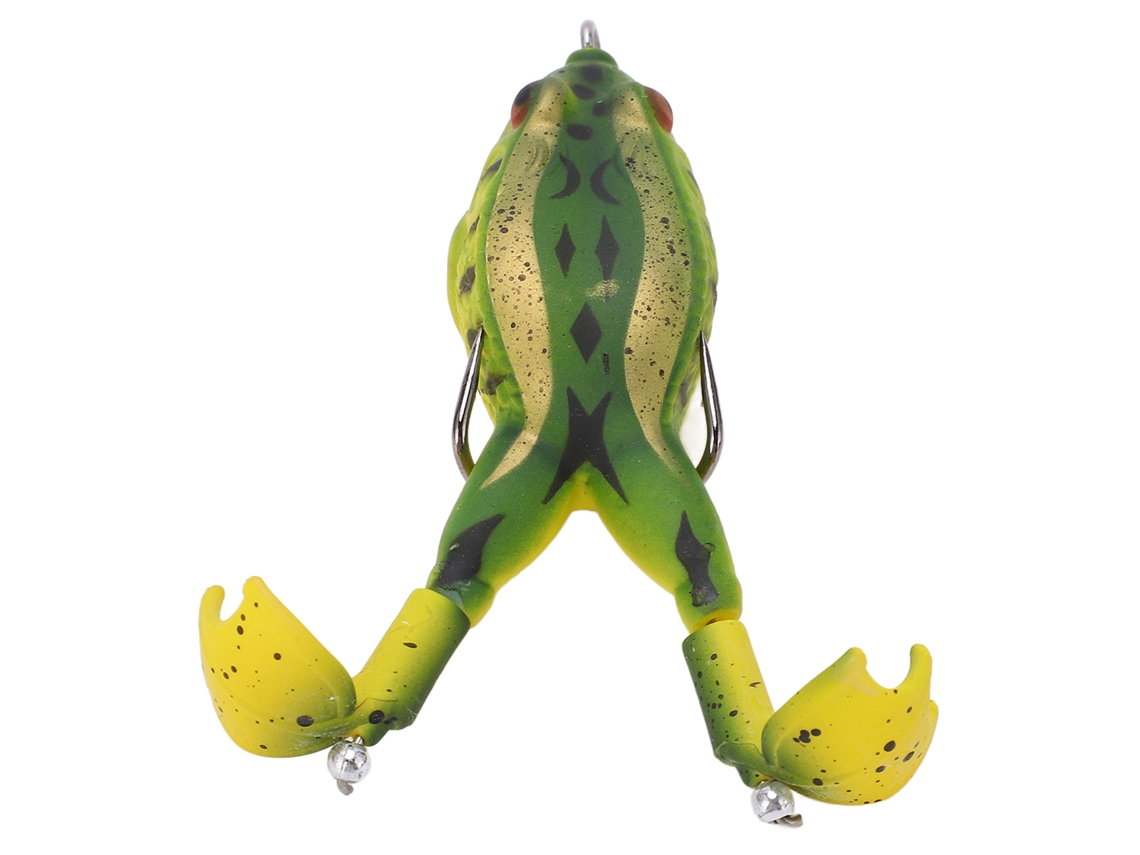 Cebo De Rana Artificial De Silicona Suave Thunder Frog Con Patas De Hélice Doble Dorado Verde Para Pesca