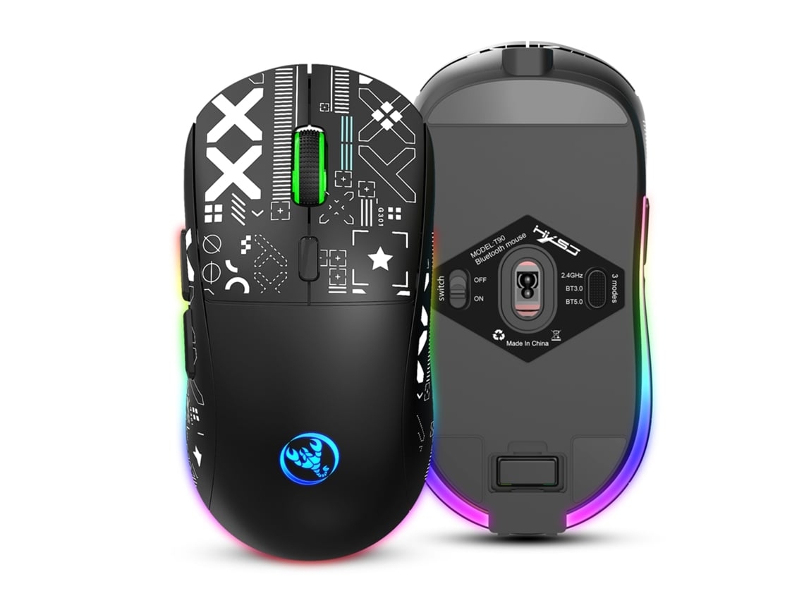 Ratón inalámbrico para juegos T90 RGB de 3600 DPI, color negro*