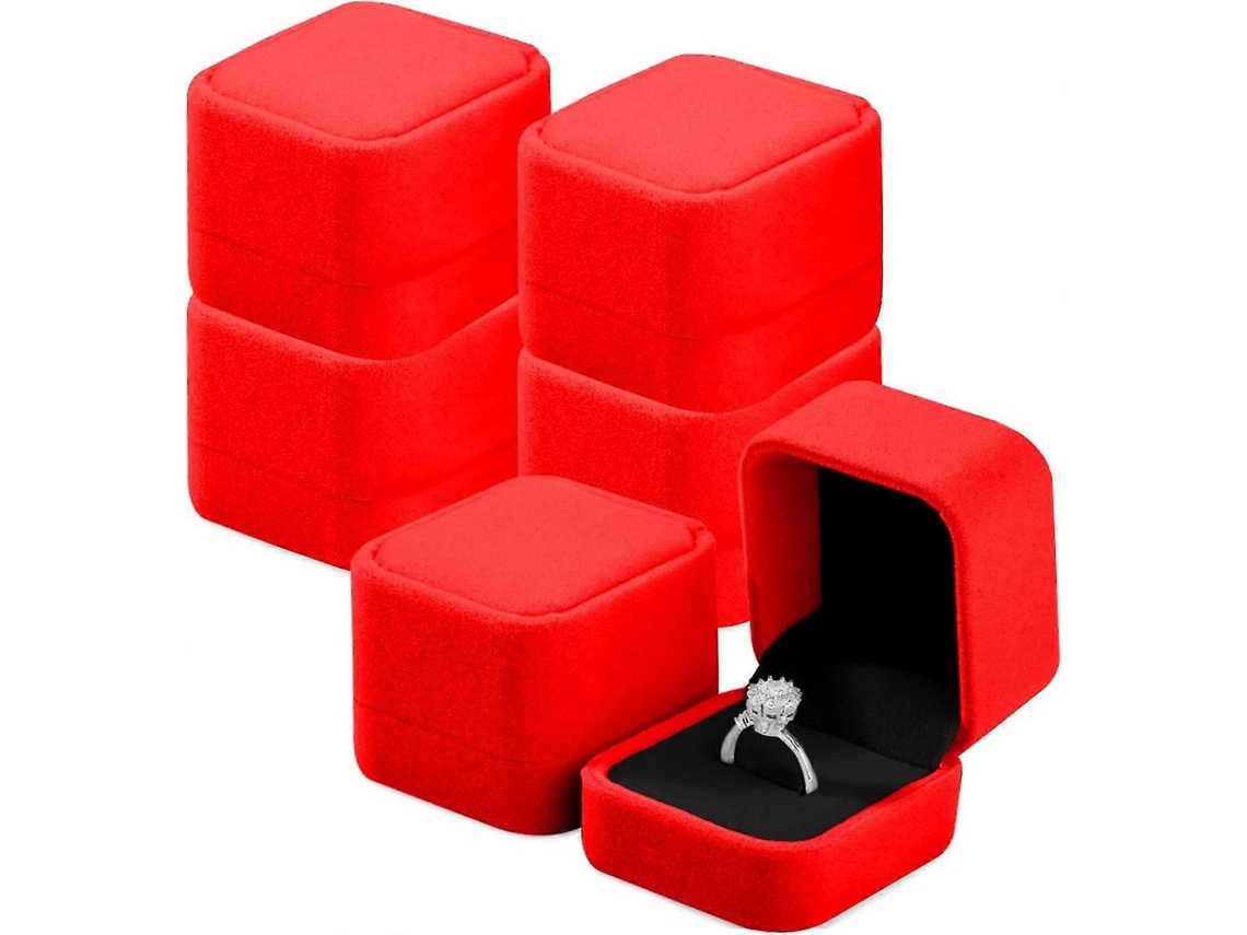 Cajas de regalo para joyería, incluyendo collares, aretes y anillos, en terciopelo. Estuches individuales para anillos. Hengjian (juego de 6).