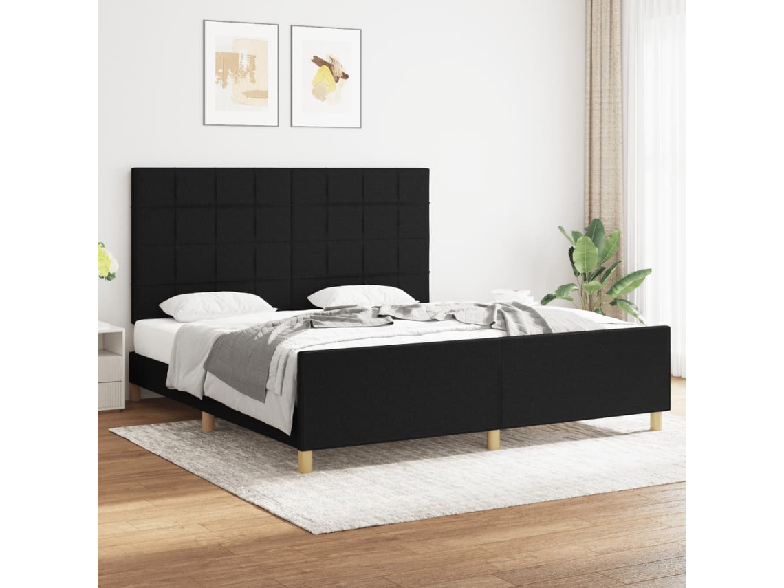 Cama Sin Colchón Tela Negro 180x200 Cm