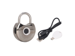 Candado Inteligente De Huella Dactilar Negro Con Llave Usb, Resistente Al Agua Y Al Polvo, Cerradura Inteligente De Huella Dactilar