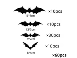 Pegatinas 3D de murciélago negro de PVC para Halloween, decoración aterradora para pared y bar, 60 piezas, Viewleaf