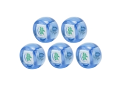 Dados de viento Mahjong, azul transparente, 5 piezas