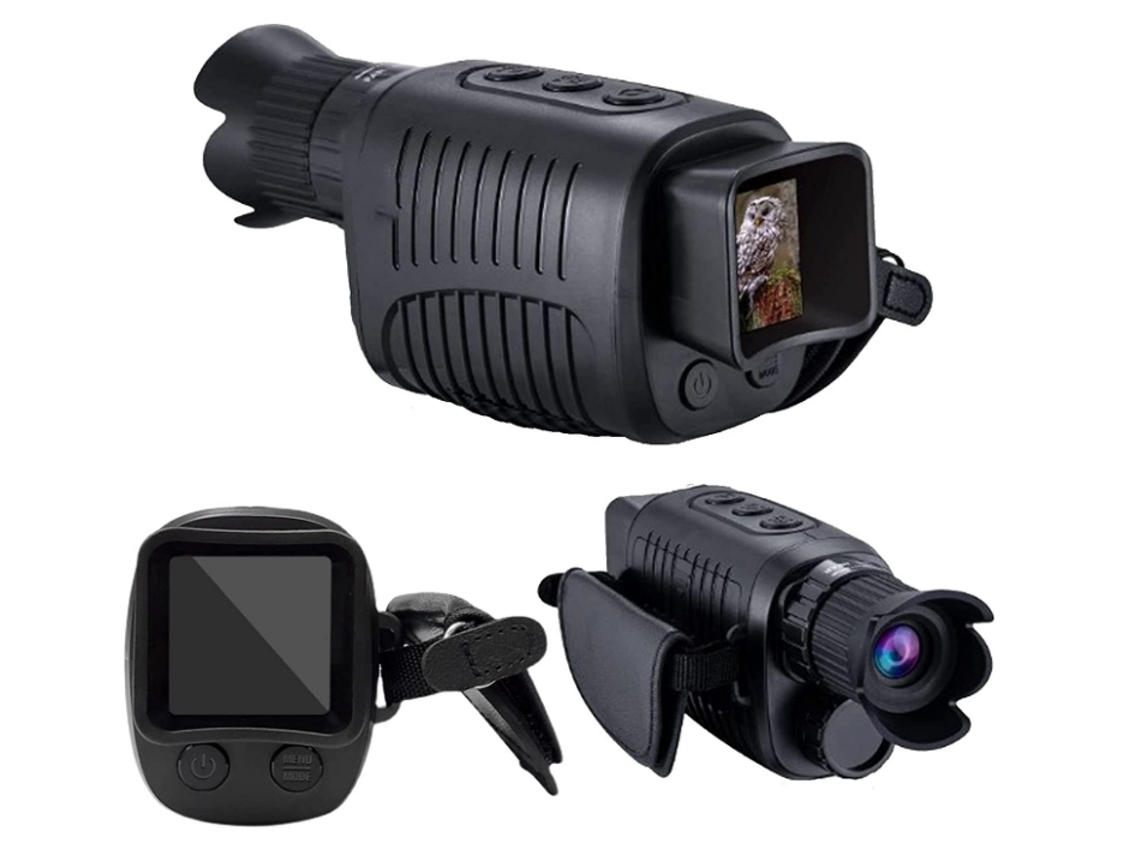 Monocular de visión nocturna 1080p, foto, vídeo, infrarrojos, portátil, 64 GB, color negro, Yizhood