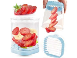Cortador de frutas, fresas, plátanos, uvas, huevos y frutas desmontables con placa de empuje. Everley891