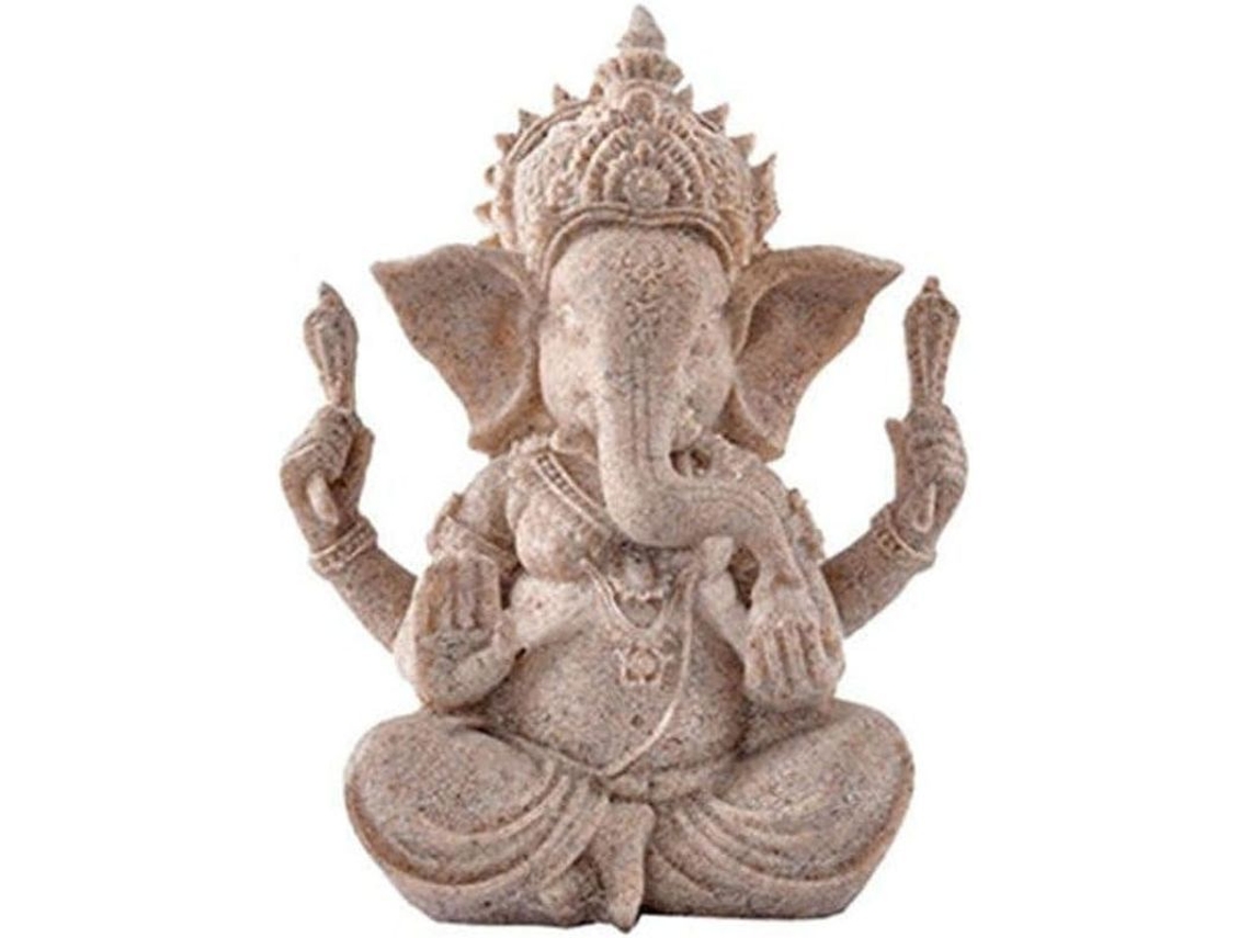 Estátua de Ganesha de Areia Natural Resina Decorativa para Lar Hindu Budismo