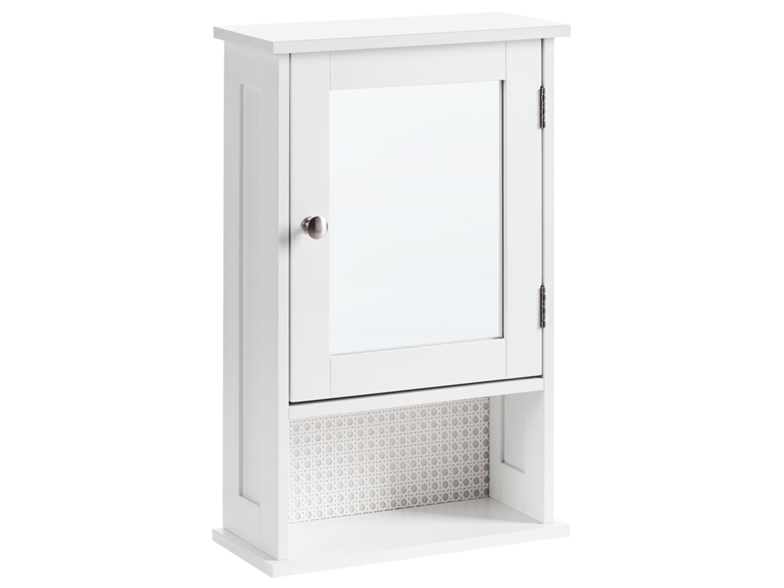Mueble de baño de pared con espejo Beliani Huila en MDF blanco 34x15x53