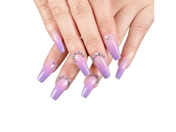 24 Uñas Postizas Con Purpurina De Cobertura Total, Compatibles Con Mujeres Y Niñas.