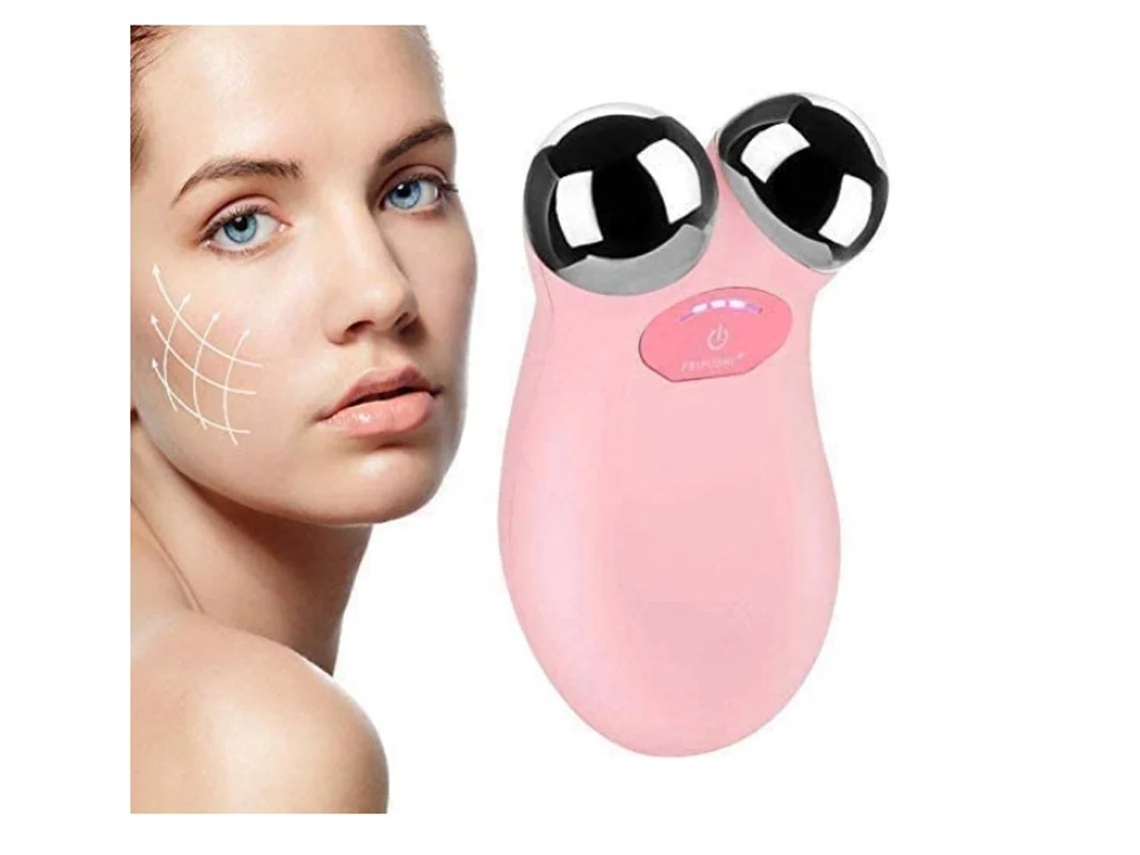 Dispositivo de lifting facial con microcorriente eléctrica, rodillo tridimensional en forma de Y para rostro rosado YIZHOOD