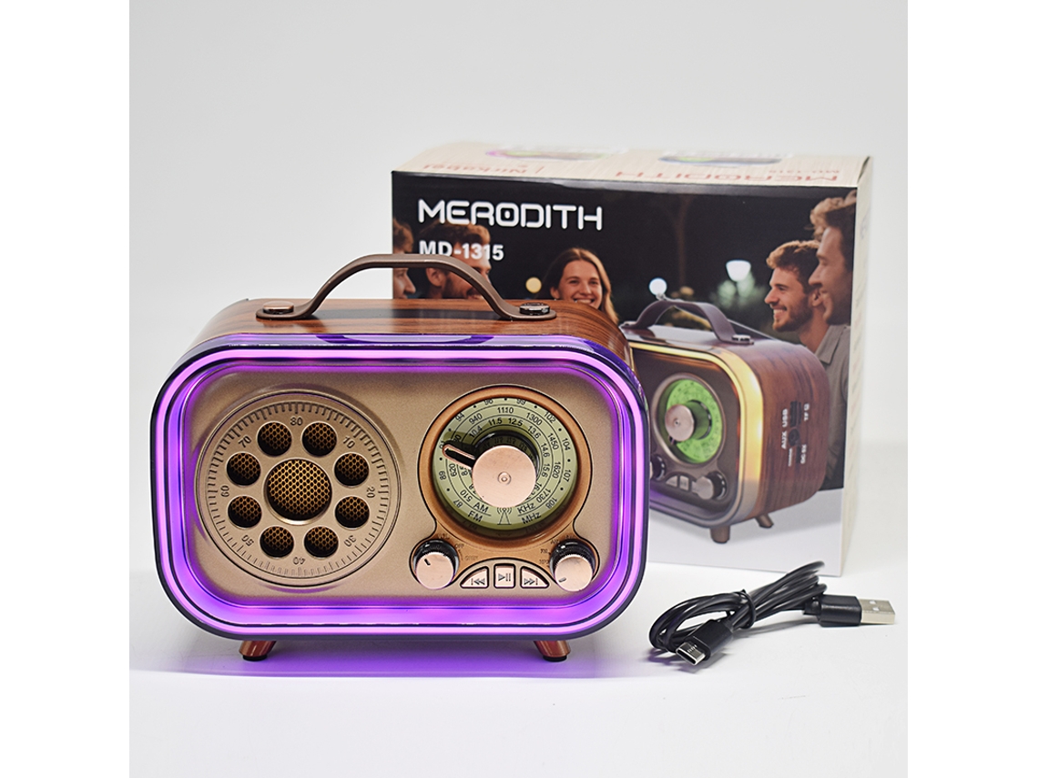 Altavoz estéreo portátil Viewleaf con radio FM, compatible con USB, tarjeta TF, Bluetooth y función de radio de emergencia.