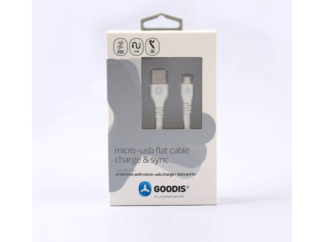 Cable GOODIS GMUUC2920WH (USB - MicroUSB - 1.5 m - Blanco)