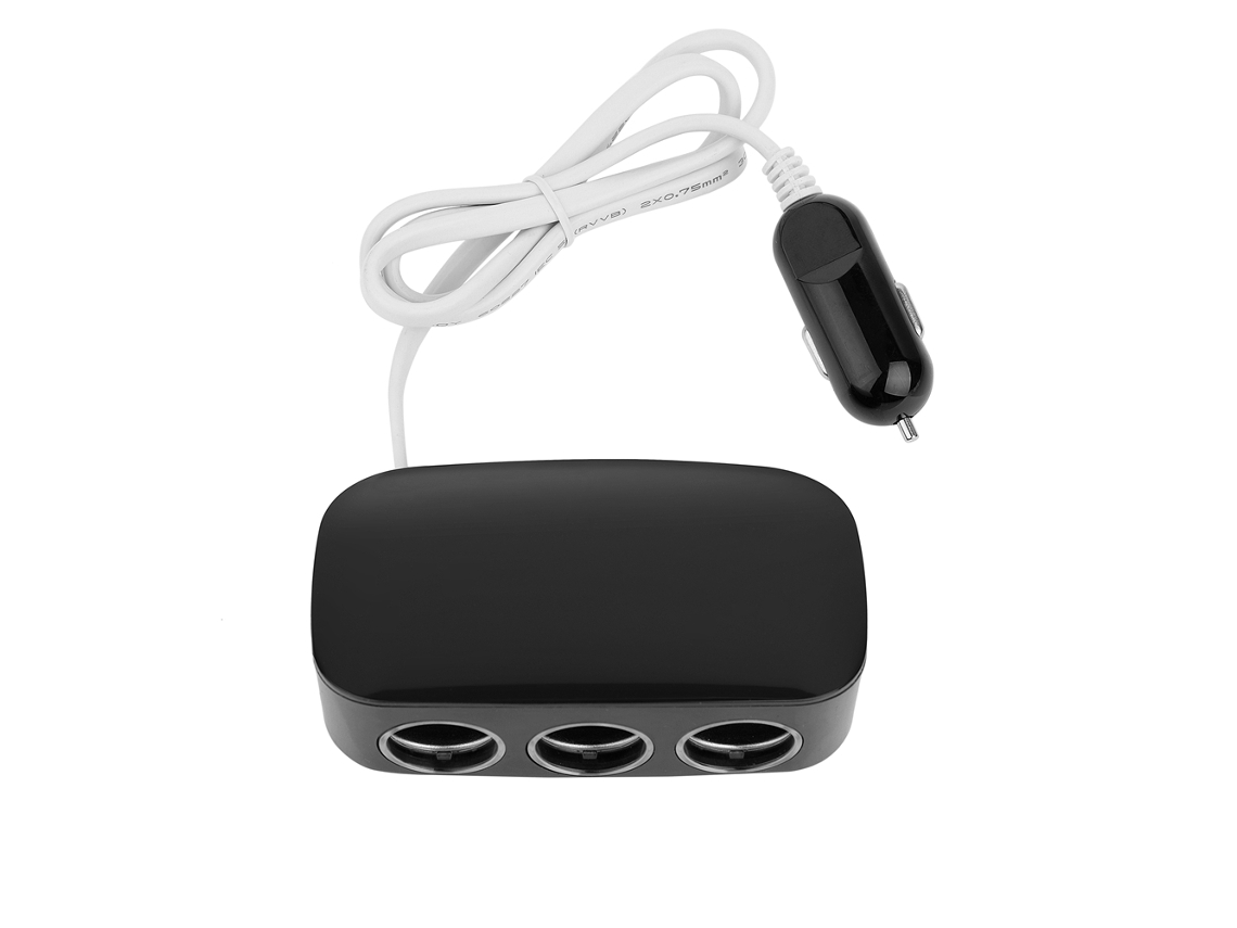 Divisor De Enchufe De Encendedor De Cigarrillos De Coche De 3 Vías Con Cargador Usb Dual Y Interruptor