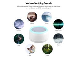 Máquina De Ruido Blanco Recargable Con 30 Sonidos, Luz Nocturna Y Control Táctil Para Bebés, Adultos Y Para Dormir Durante Los Viajes.