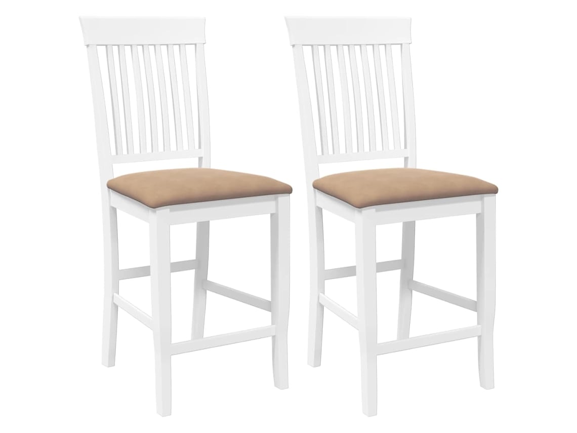 Maison Exclusive - Taburetes De Bar Con Cojines, 2 Unidades, Madera Maciza Blanca, Goma