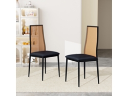Sillas De Comedor Simurq Mimbre Tejido A Mano Juego De 2, Asiento Negro 48cm, Ergonómico, Pies Ajustables Para Cocina Y Salón Modernos