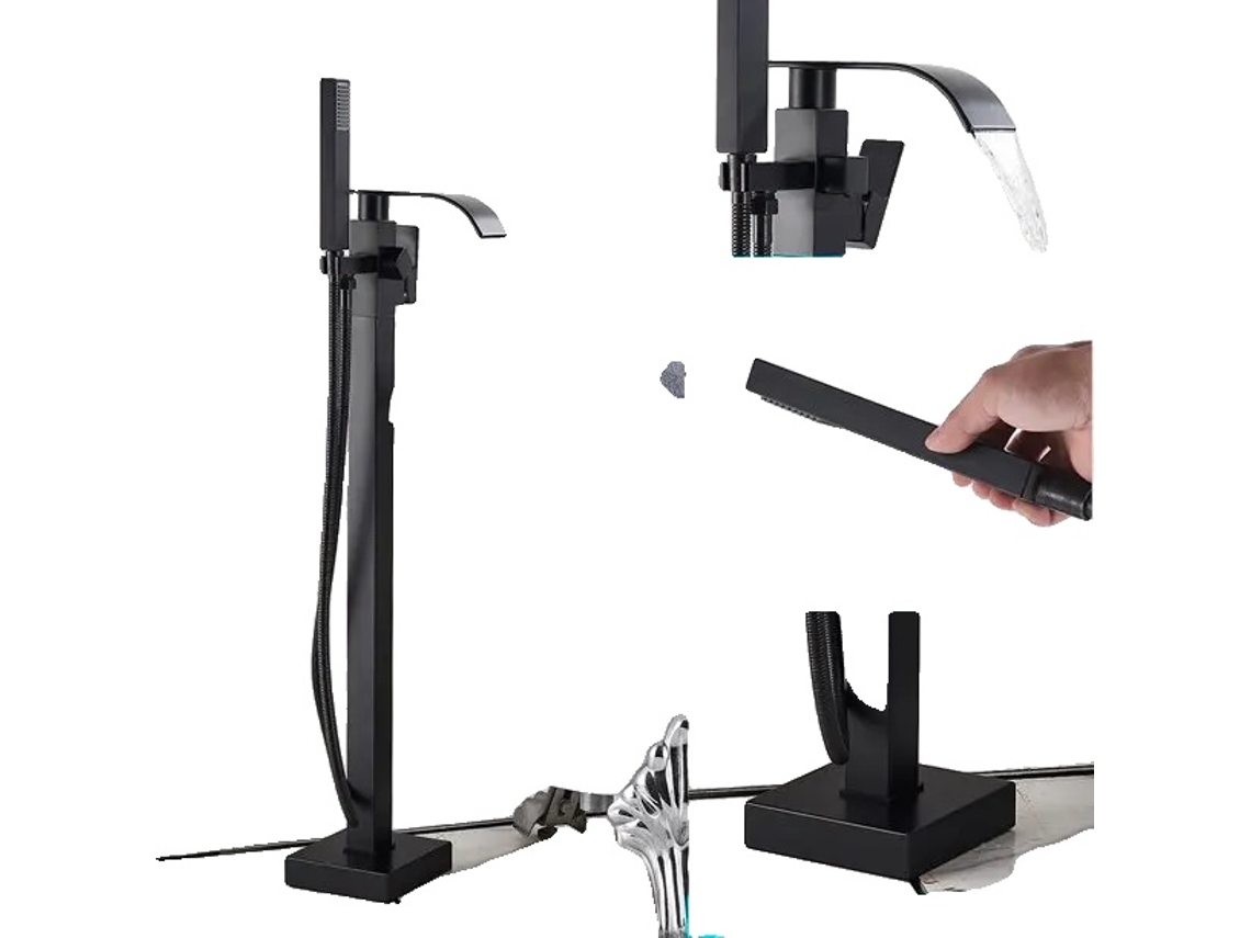 Juego de grifo de ducha para baño, diseño contemporáneo, válvula de cerámica duradera, negro mate y