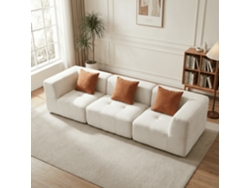 Coco Living Sofá De Salón Eden Simple 3 Plazas - Blanco Naranja