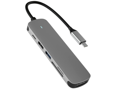 Estación de acoplamiento de concentrador USB C 6 en 1 con puerto USB 3.0 Puerto USB-C/Pd 4K Hdmi Y lector de tarjetas Sd/Tf Adaptador USB C negro