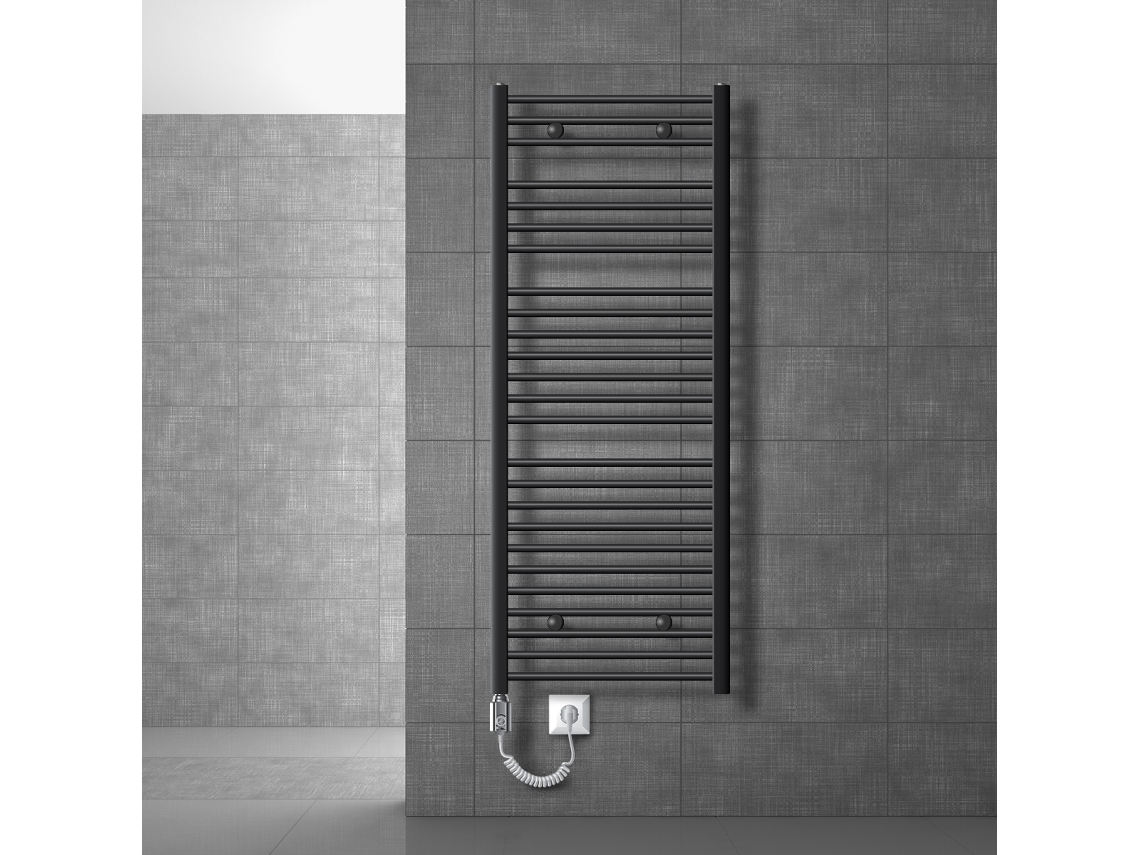 Radiador eléctrico de baño LUXEBATH Sahara 600x1500 mm antracita con conexión lateral curva