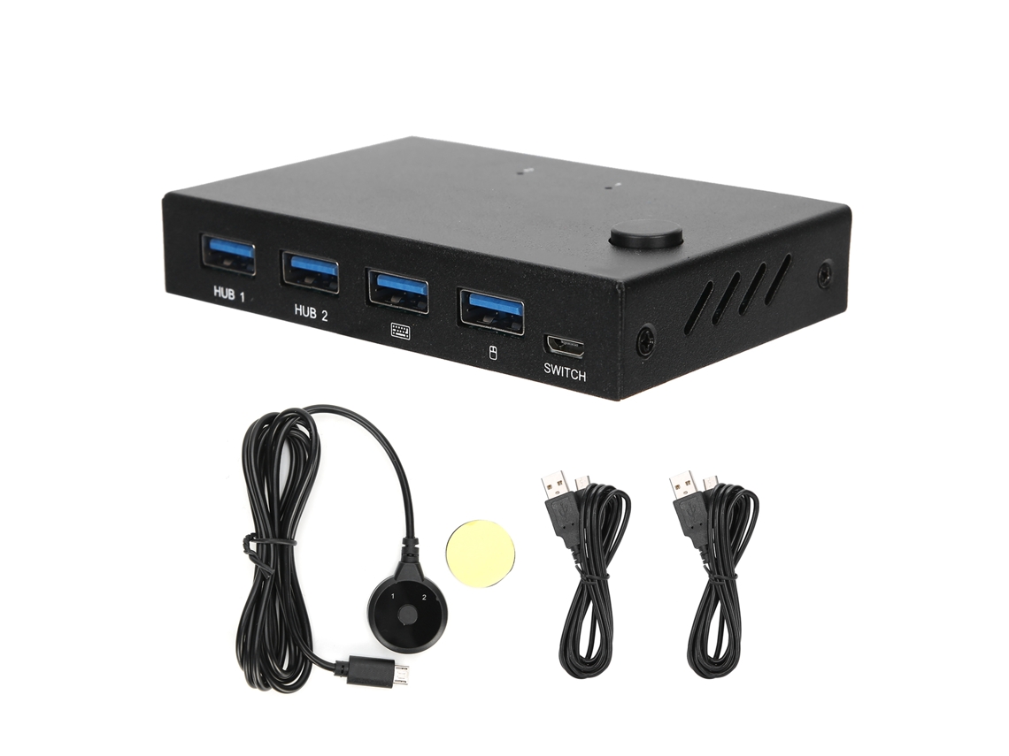 Switch Kvm 2 Portas Hdmi Com Áudio E Vídeo, Adaptador Hub Para Mouse E Teclado, 4k 30hz, Plug And Play
