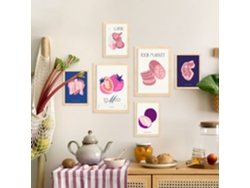 NACNIC Set De 6 Posters De Comida Y Alimentación Come Rosa Láminas De Naturaleza Y Botánica Para  Tamaños A3 & A4 Marcos Negros