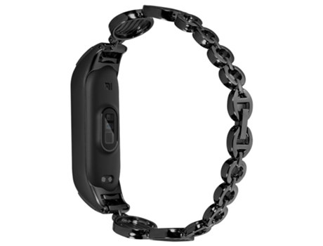 Correa de acero inoxidable diseño de ondas de agua para Xiaomi Mi Band 3/4 - negro