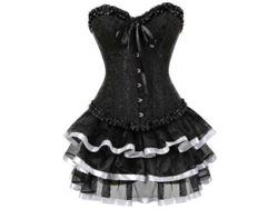 Corsés Sexys De Tallas Grandes Para Mujer, Disfraz De Burlesque, Minifalda Tutú Sobre El Busto, Conjunto De Brocado.