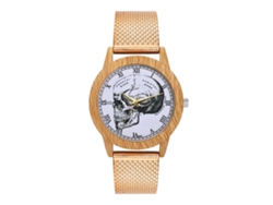 Reloj De Pulsera Unisex De Cuarzo Con Correa De Silicona Con Estampado De Calaveras (oro Rosa)