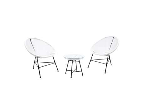 Conjunto de Jardín CONCEPT U Acapulco 2 sillones Egg + mesa de centro blanca