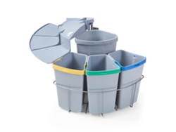 Cubo de basura giratorio empotrado Kollby, plástico, 3 x 6 L, 1 x 12 L, gris, [EN.CASA]
